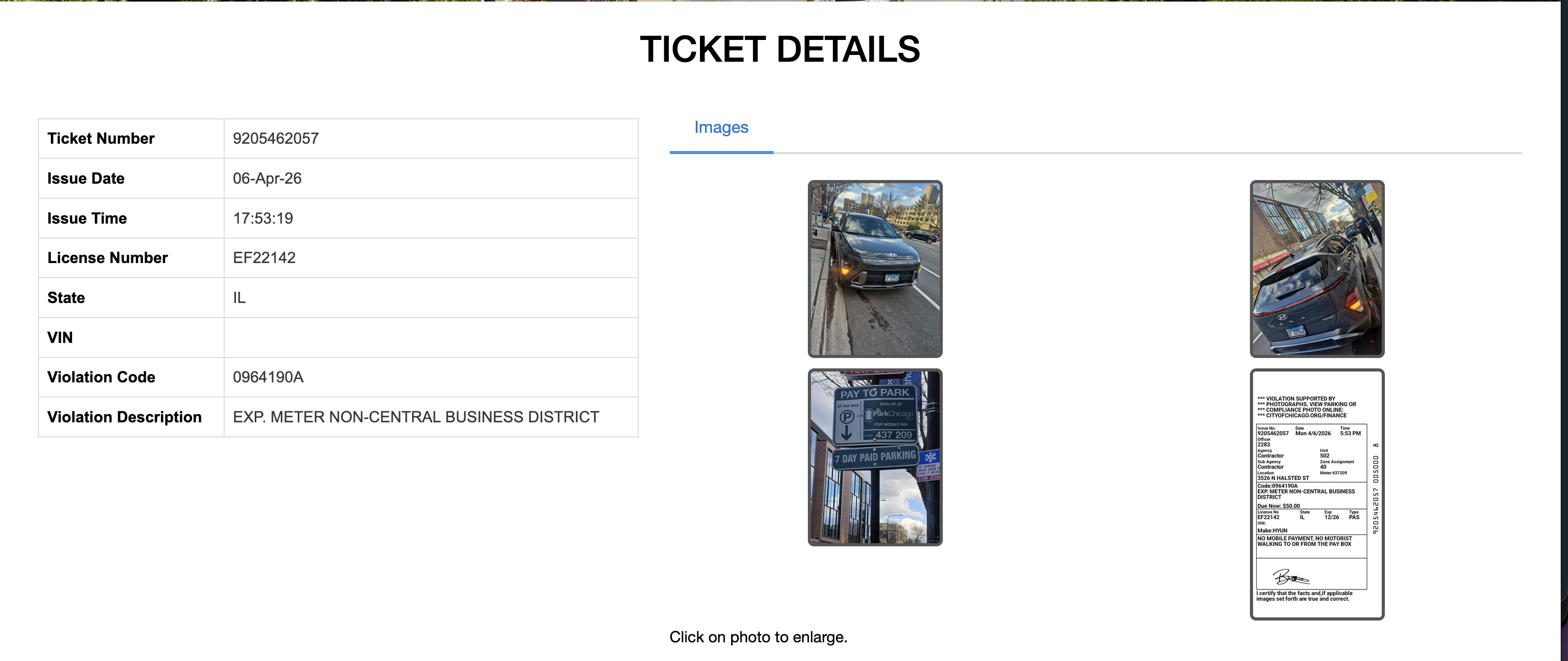 Parking violation images